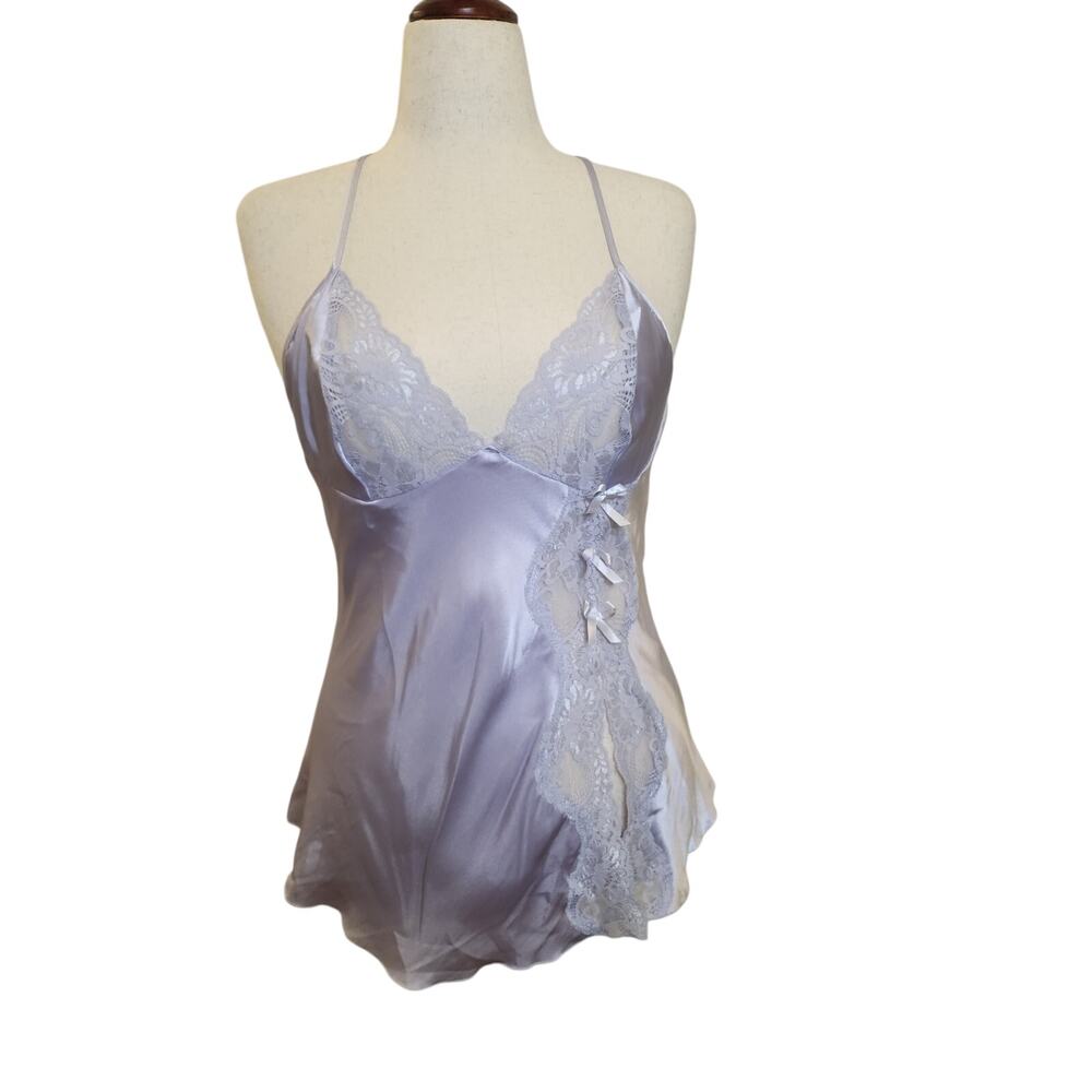 Vintage Fredricks Of Hollywood Teddy Satin Purple & Lace Coquette Top Size Large